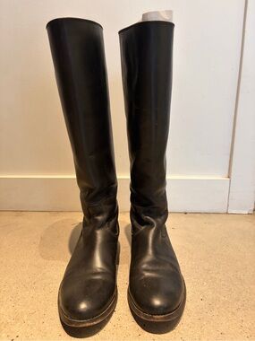 Women’s Frye Melissa back zipper button Black Leather Knee-High Boots